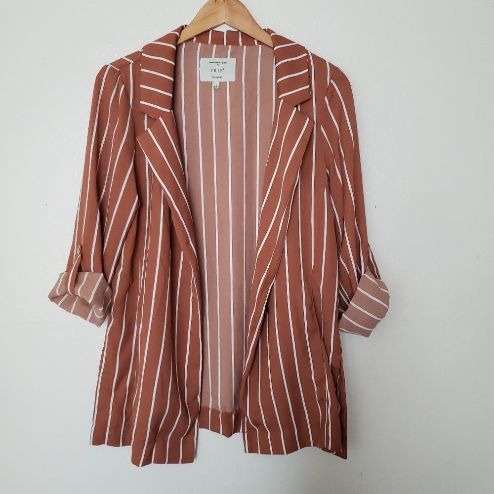 Striped long blazer